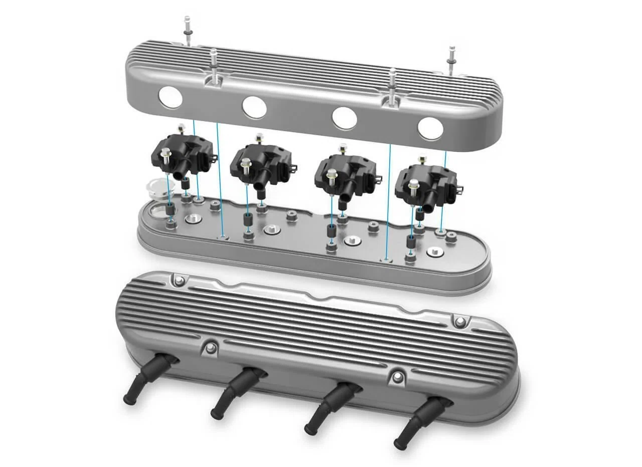 2-Pc LS Finned Valve Covers - Natural Finish - 241-180